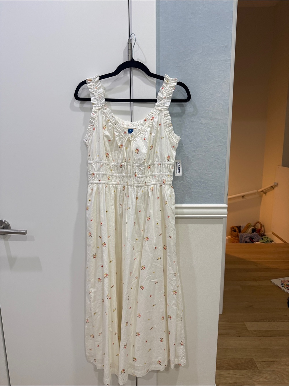 Old Navy Cream Maxi Dress with Small Floral Print